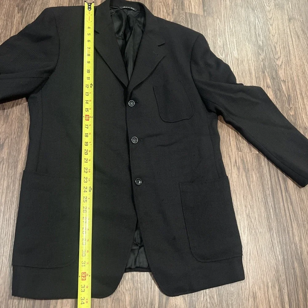 Canali Proposta Sport Coat Blazer Jacket 56L EU Waffle Knit Pure Wool In Black